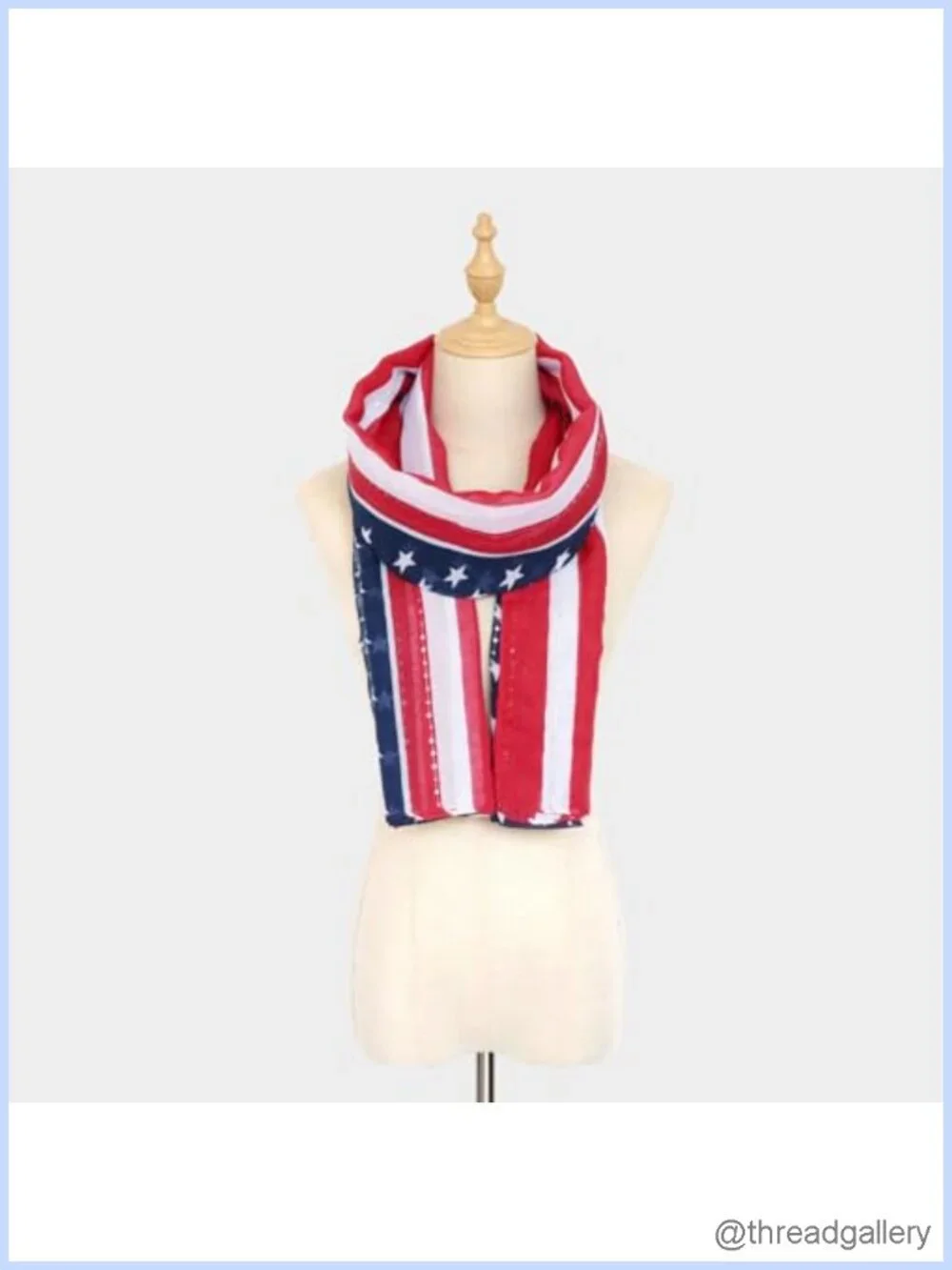 Patriotic USA Flag Scarf Women Long Neck Shawl Wrap Voile Fabric